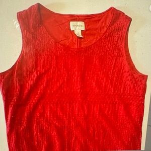 Chico's Red Coral Textured Sleeveless Maxi Dress With High Slits Women's Size Lg